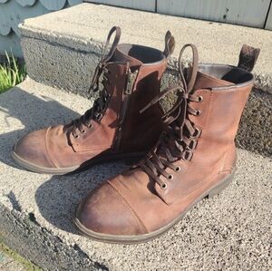 XENA Women's Size 9.5 Wide Spice WorkWear Boots Steel Toe Brown Leather Lace Zip